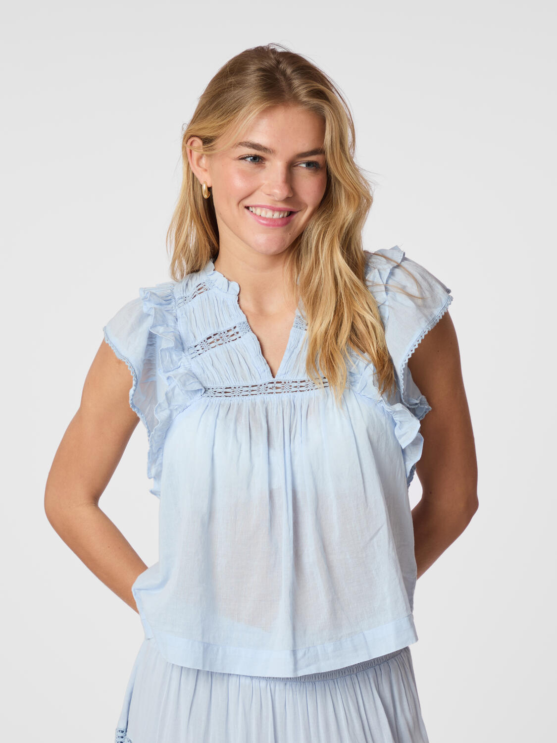Jayla S Voile Top - Light Blue